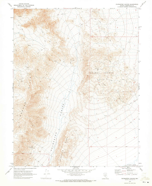 Classic USGS Paymaster Canyon Nevada 7.5'x7.5' Topo Map Image