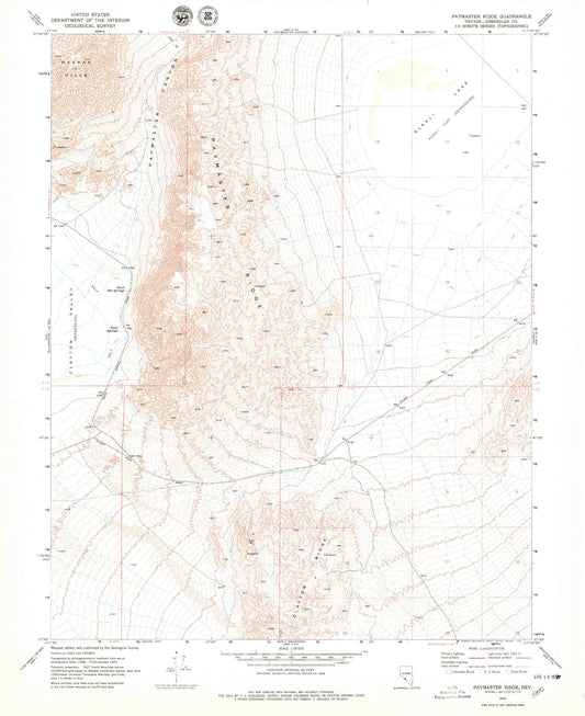 Classic USGS Paymaster Ridge Nevada 7.5'x7.5' Topo Map Image