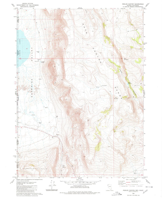 Classic USGS Pegleg Canyon Nevada 7.5'x7.5' Topo Map Image