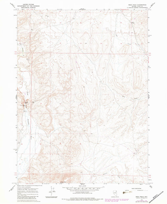 Classic USGS Peko Peak Nevada 7.5'x7.5' Topo Map Image