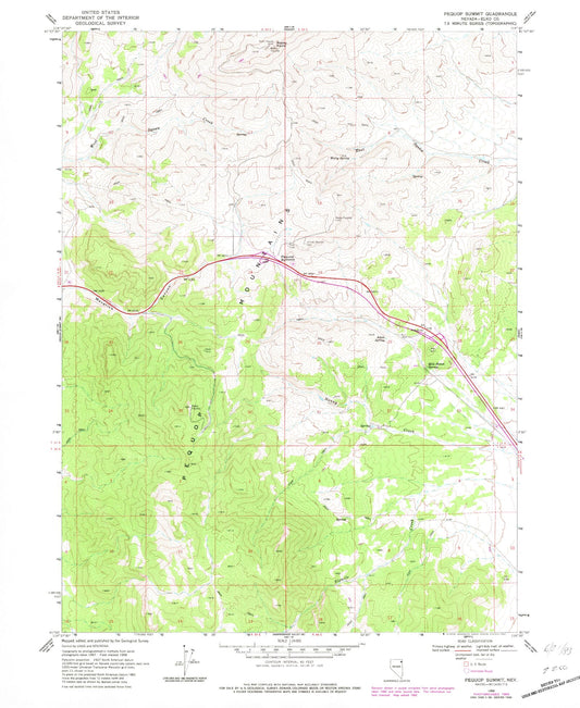 Classic USGS Pequop Summit Nevada 7.5'x7.5' Topo Map Image