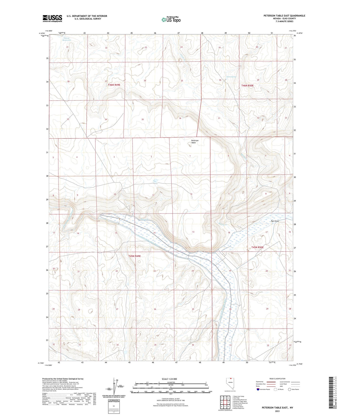 Peterson Table East Nevada US Topo Map Image