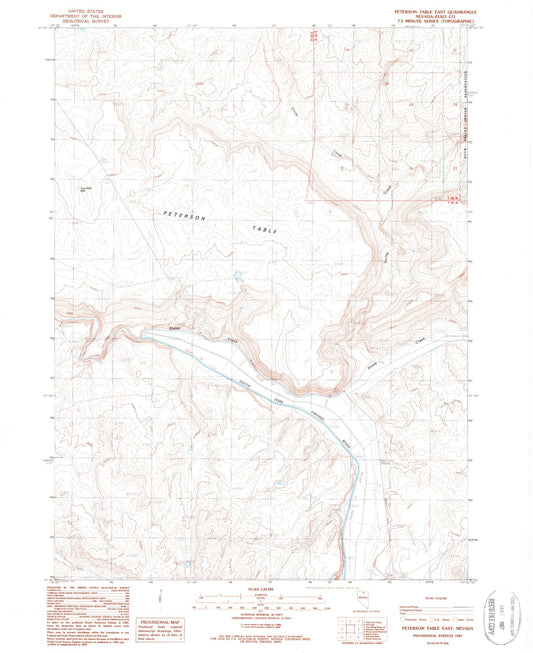 Classic USGS Peterson Table East Nevada 7.5'x7.5' Topo Map Image