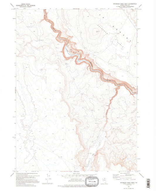Classic USGS Peterson Table West Nevada 7.5'x7.5' Topo Map Image