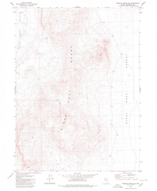 Classic USGS Pidgeon Spring SW Nevada 7.5'x7.5' Topo Map Image