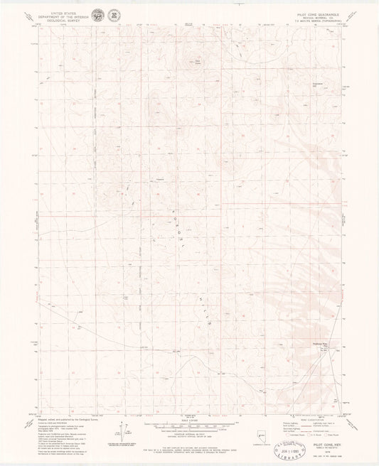 Classic USGS Pilot Cone Nevada 7.5'x7.5' Topo Map Image