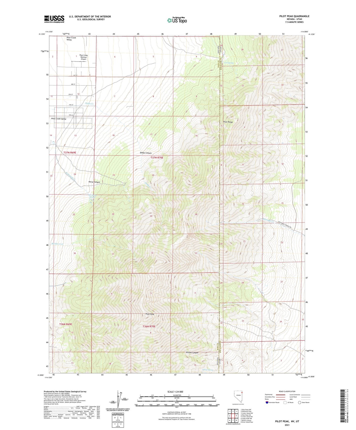 Pilot Peak Nevada US Topo Map Image
