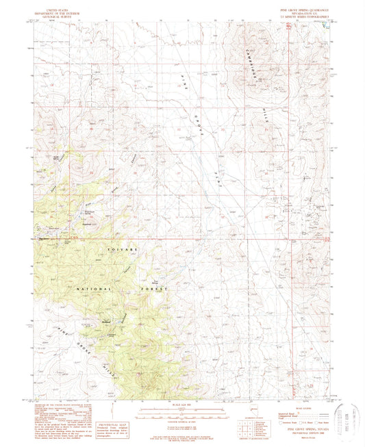 Classic USGS Pine Grove Spring Nevada 7.5'x7.5' Topo Map Image