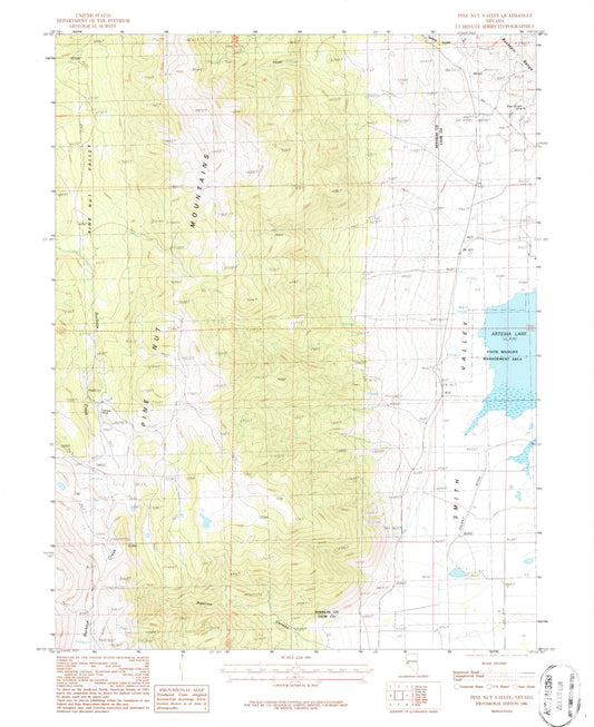 Classic USGS Pine Nut Valley Nevada 7.5'x7.5' Topo Map Image