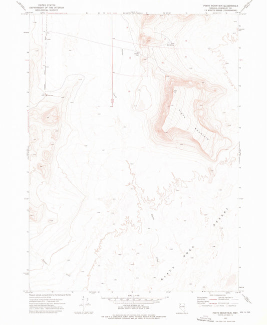 Classic USGS Pinto Mountain Nevada 7.5'x7.5' Topo Map Image