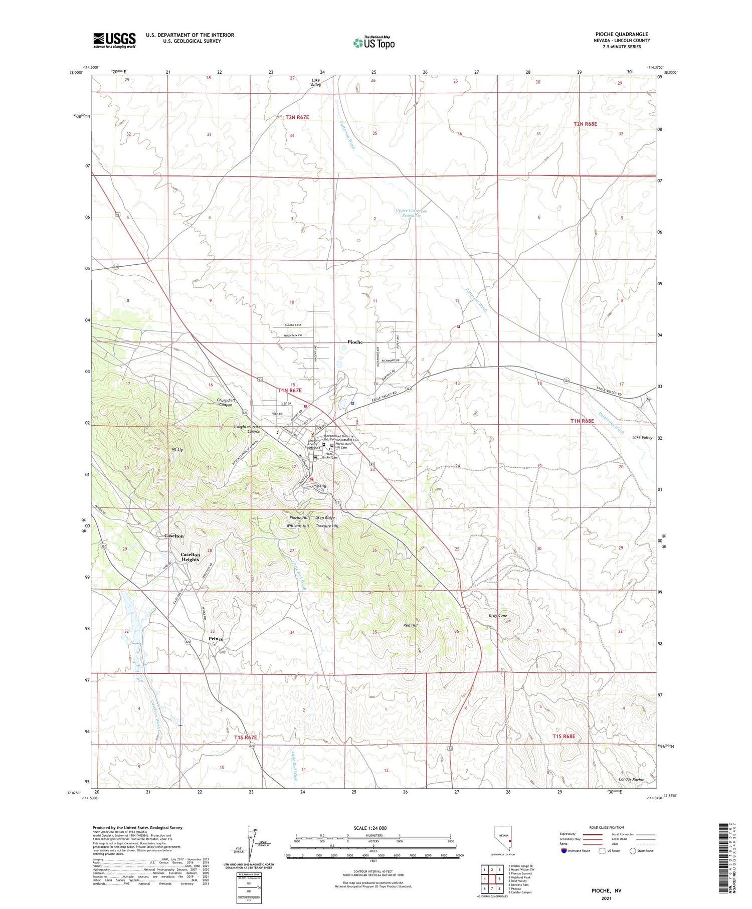 Pioche Nevada US Topo Map Image