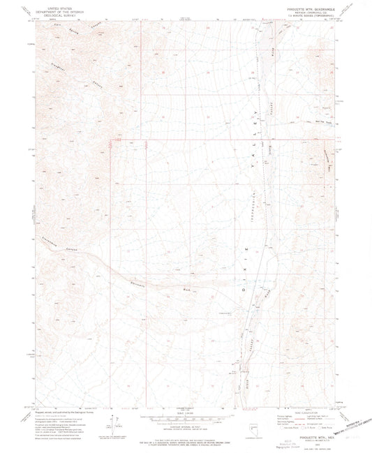 Classic USGS Pirouette Mountain Nevada 7.5'x7.5' Topo Map Image