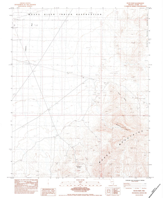Classic USGS Piute Point Nevada 7.5'x7.5' Topo Map Image