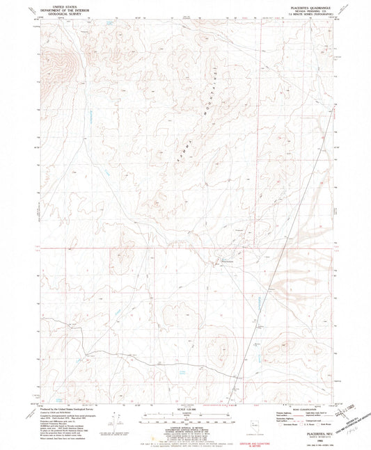 Classic USGS Placerites Nevada 7.5'x7.5' Topo Map Image