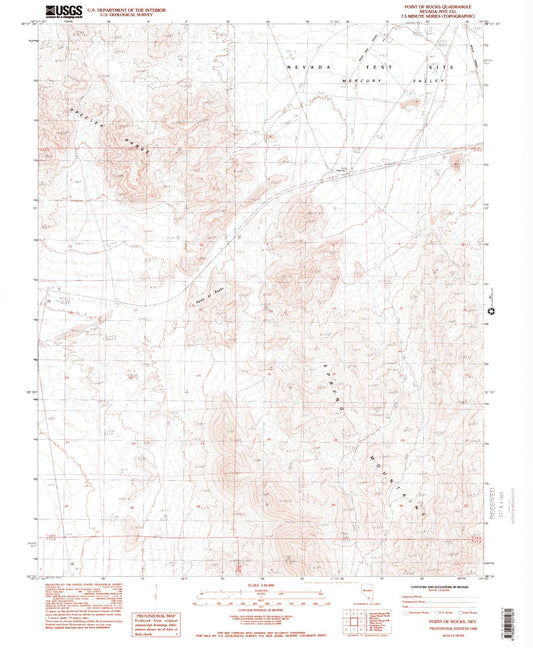 Classic USGS Point of Rocks Nevada 7.5'x7.5' Topo Map Image
