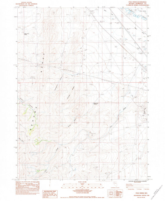 Classic USGS Pole Creek Nevada 7.5'x7.5' Topo Map Image