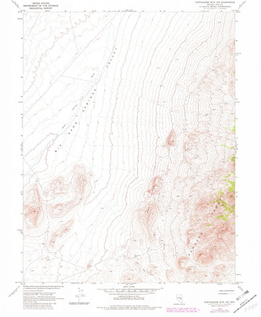 Classic USGS Portuguese Mountain NW Nevada 7.5'x7.5' Topo Map Image