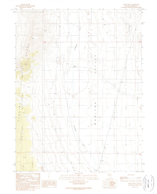 Classic USGS Potts Well Nevada 7.5'x7.5' Topo Map Image