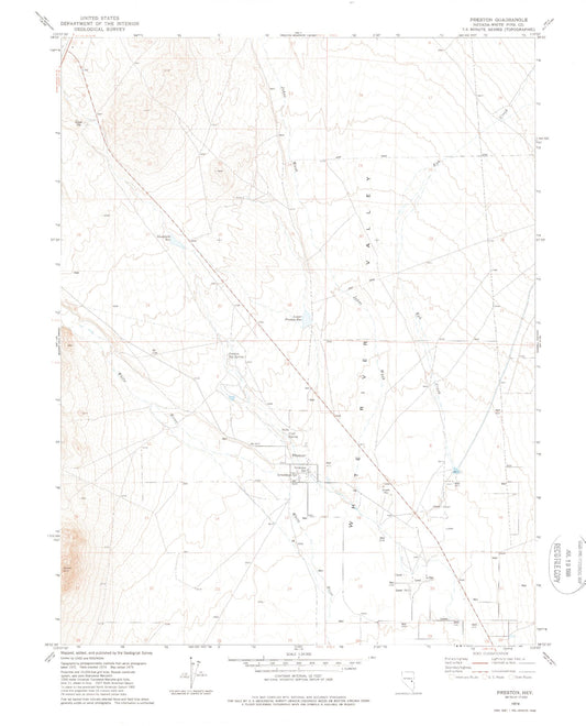 Classic USGS Preston Nevada 7.5'x7.5' Topo Map Image
