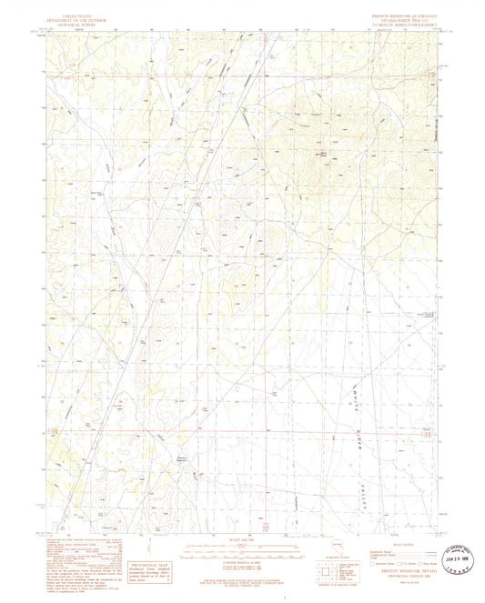 Classic USGS Preston Reservoir Nevada 7.5'x7.5' Topo Map Image