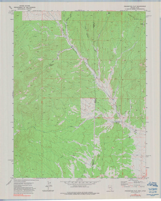 Classic USGS Prohibition Flat Nevada 7.5'x7.5' Topo Map Image