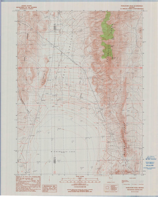 Classic USGS Purgatory Peak Nevada 7.5'x7.5' Topo Map Image
