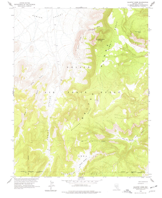 Classic USGS Quartet Dome Nevada 7.5'x7.5' Topo Map Image