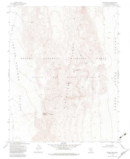 Classic USGS Quartz Peak Nevada 7.5'x7.5' Topo Map Image