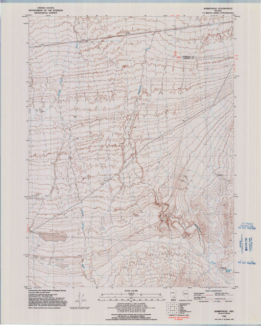 Classic USGS Rabbithole Nevada 7.5'x7.5' Topo Map Image