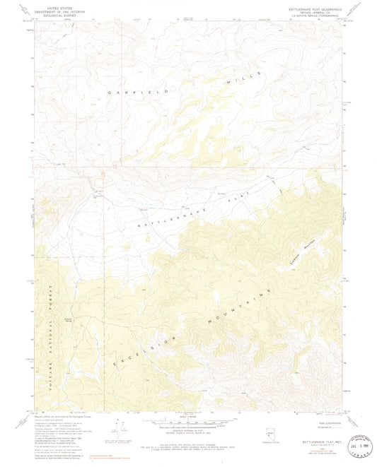 Classic USGS Rattlesnake Flat Nevada 7.5'x7.5' Topo Map Image