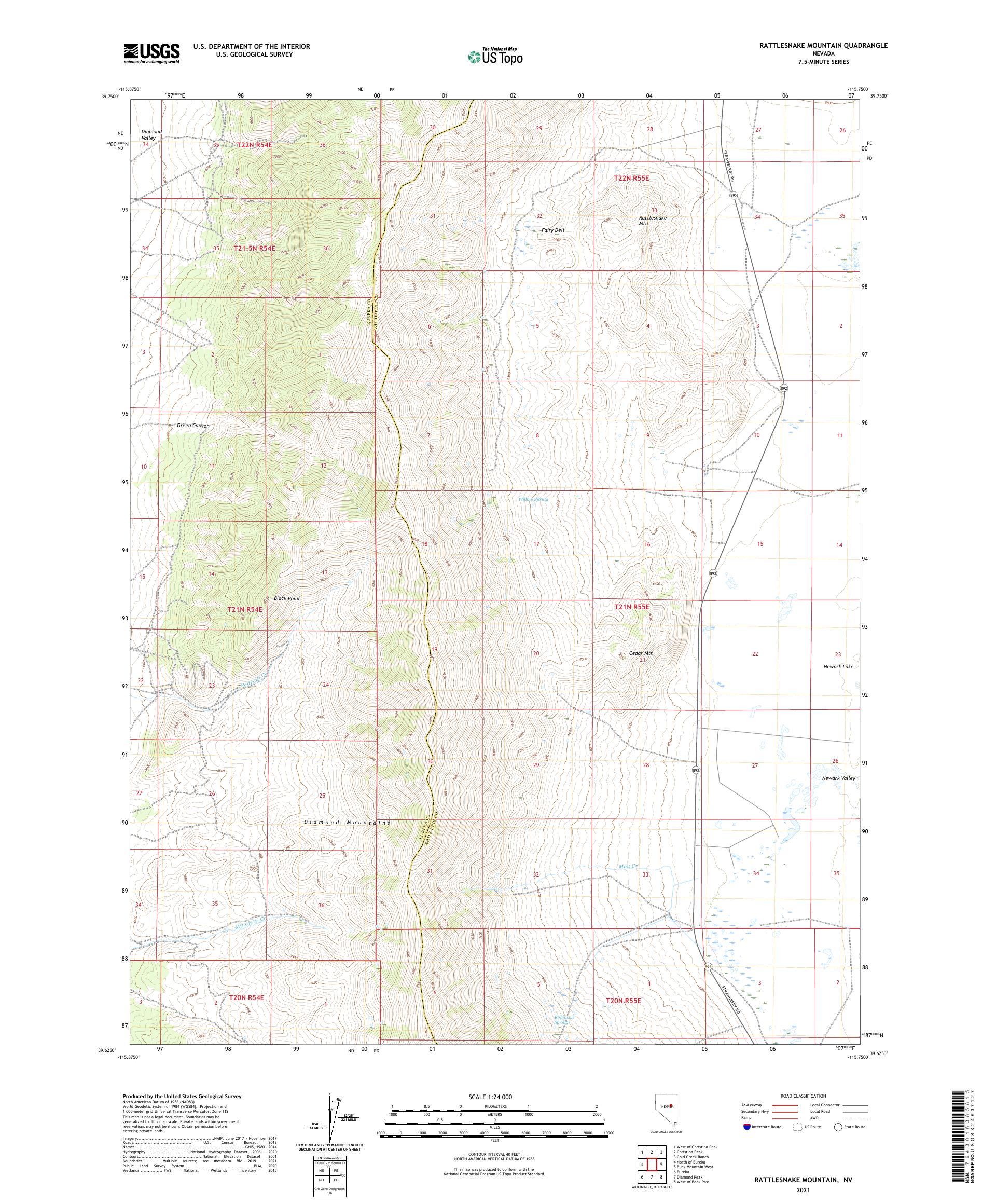 Rattlesnake Mountain Nevada US Topo Map MyTopo Map Store
