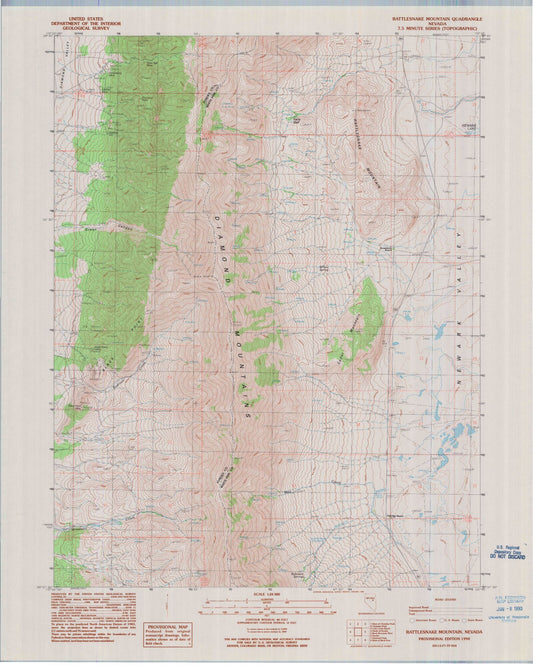 Classic USGS Rattlesnake Mountain Nevada 7.5'x7.5' Topo Map Image
