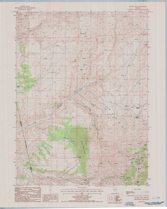 Classic USGS Ravens Nest Nevada 7.5'x7.5' Topo Map Image