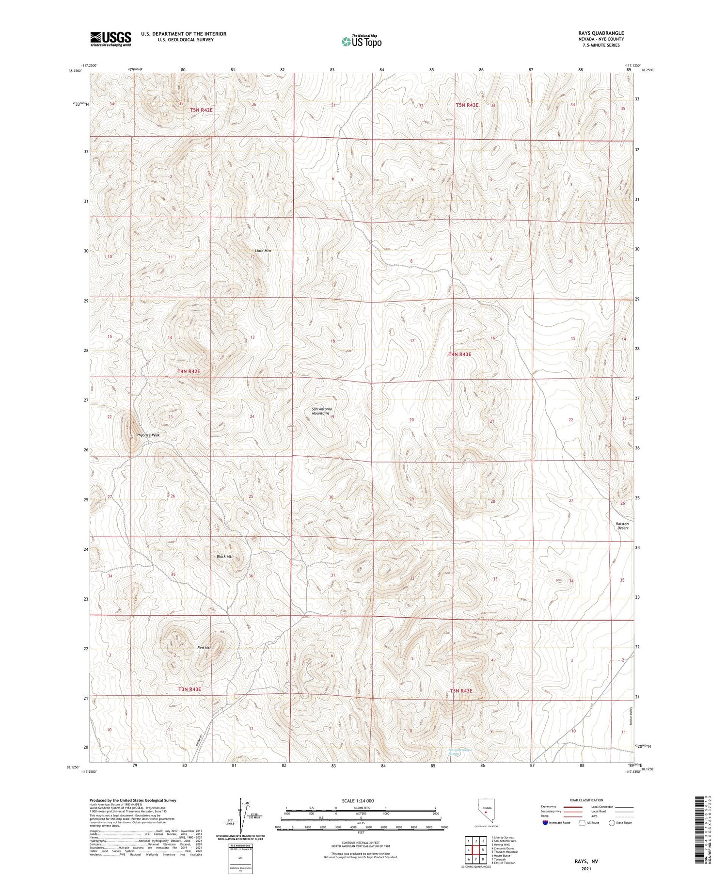 Rays Nevada US Topo Map Image