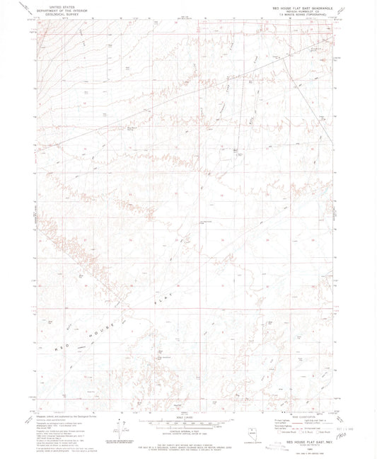 Classic USGS Red House Flat East Nevada 7.5'x7.5' Topo Map Image