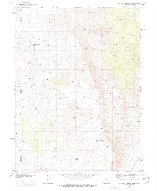 Classic USGS Red Rock Canyon Nevada 7.5'x7.5' Topo Map Image