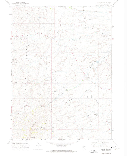 Classic USGS Reed Station Nevada 7.5'x7.5' Topo Map Image