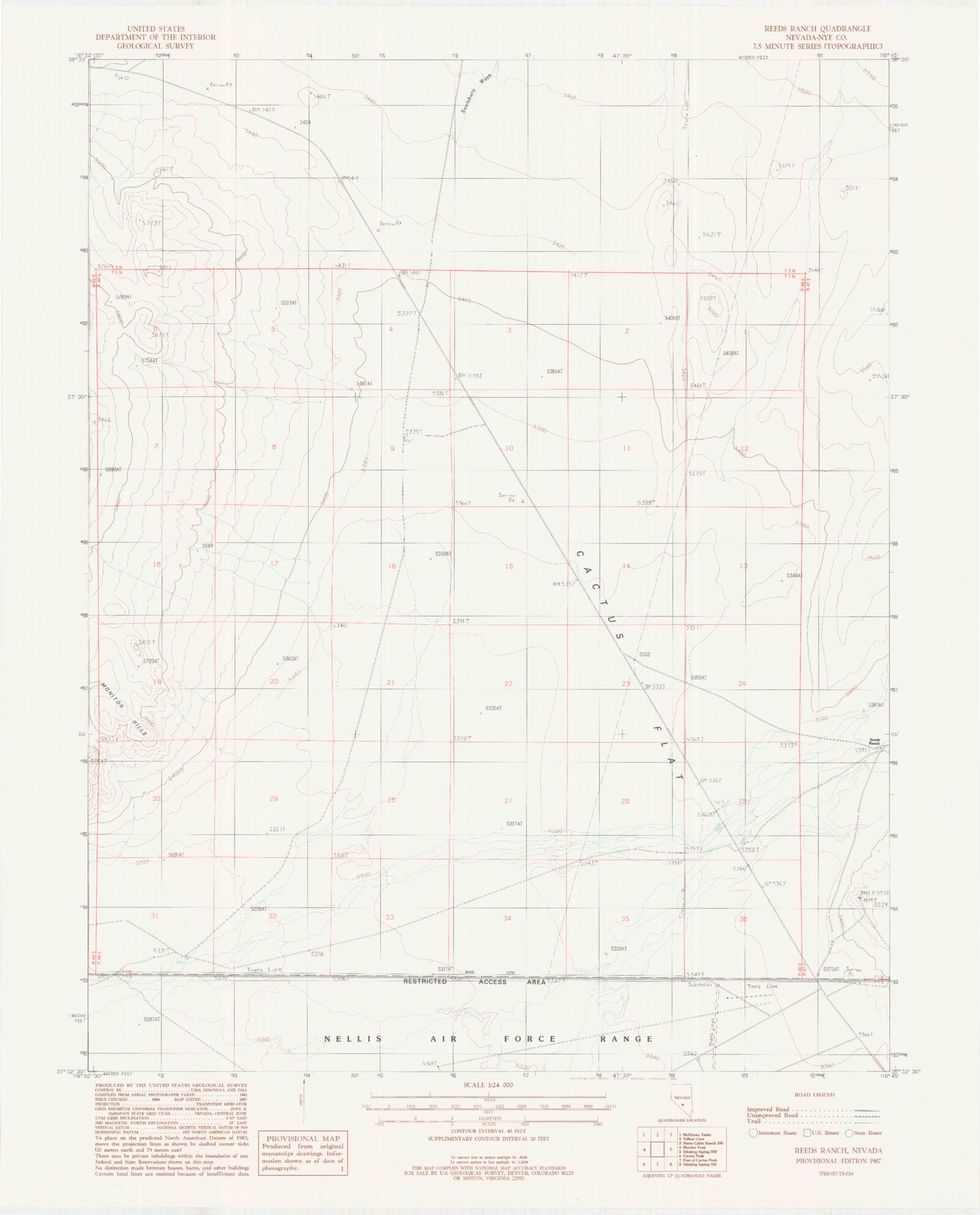 Classic USGS Reeds Ranch Nevada 7.5'x7.5' Topo Map – MyTopo Map Store