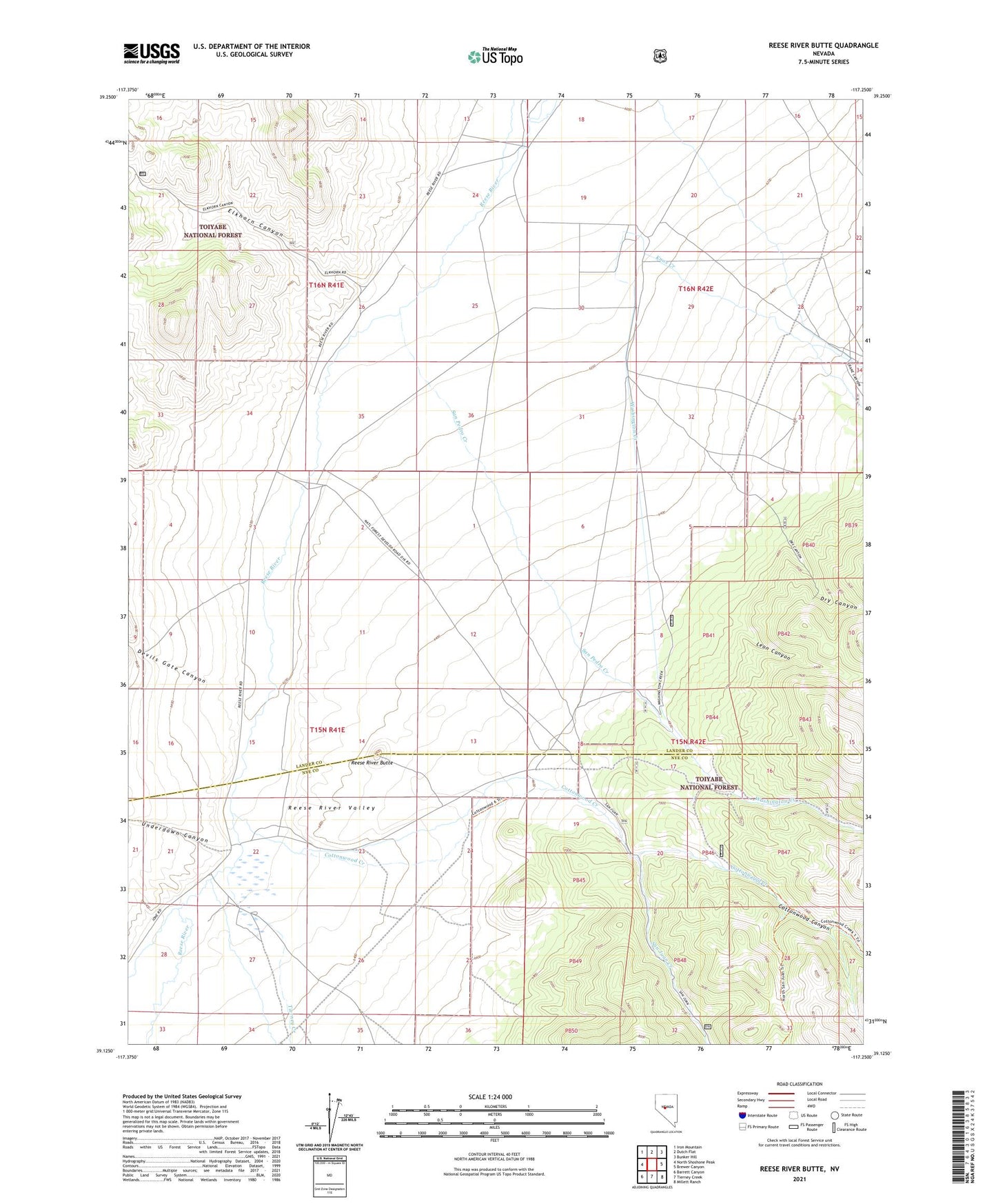 Reese River Butte Nevada US Topo Map Image