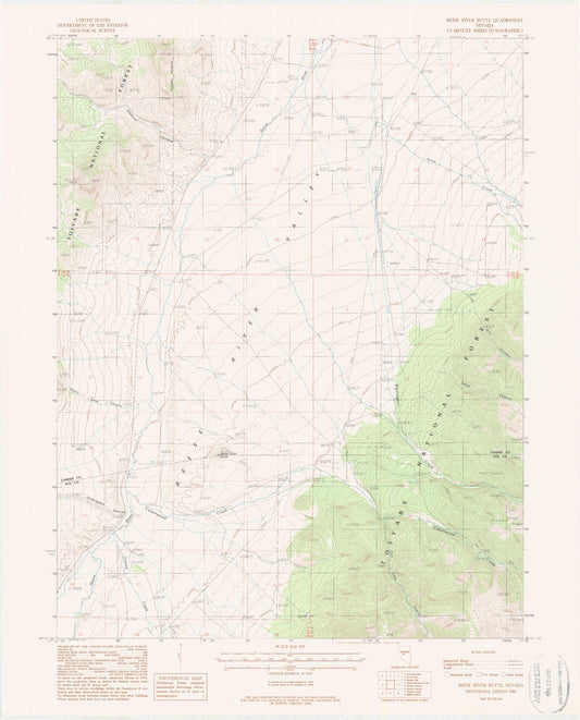 Classic USGS Reese River Butte Nevada 7.5'x7.5' Topo Map Image