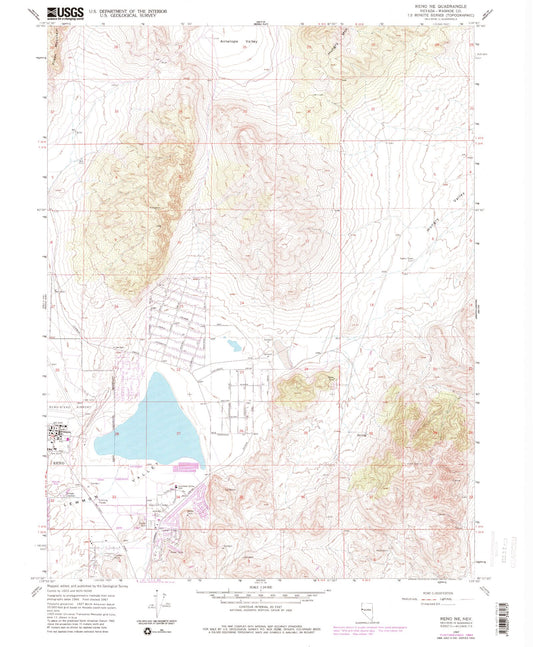 Classic USGS Reno NE Nevada 7.5'x7.5' Topo Map Image