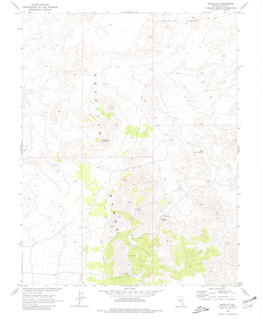 Classic USGS Reveille Nevada 7.5'x7.5' Topo Map Image