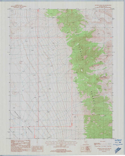 Classic USGS Reveille Peak NW Nevada 7.5'x7.5' Topo Map Image