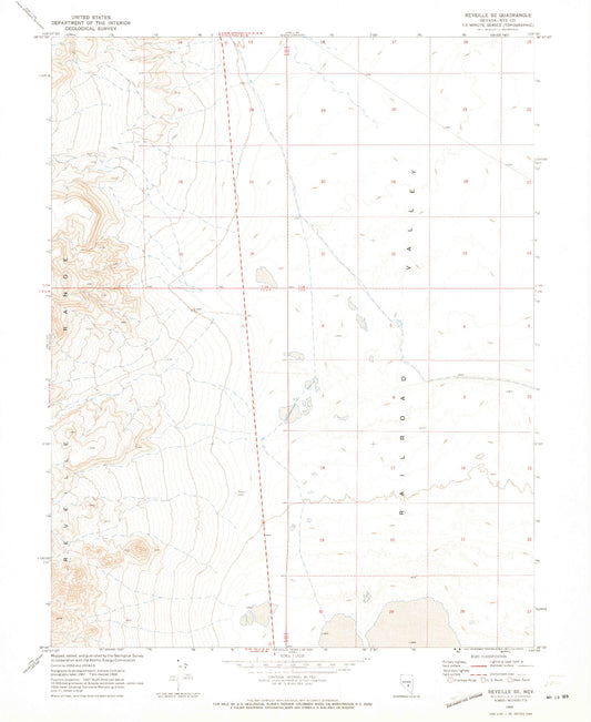 Classic USGS Reveille SE Nevada 7.5'x7.5' Topo Map Image