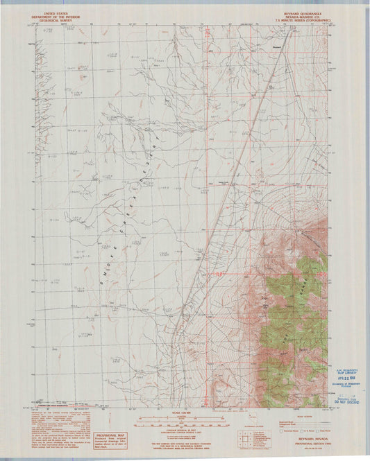 Classic USGS Reynard Nevada 7.5'x7.5' Topo Map Image