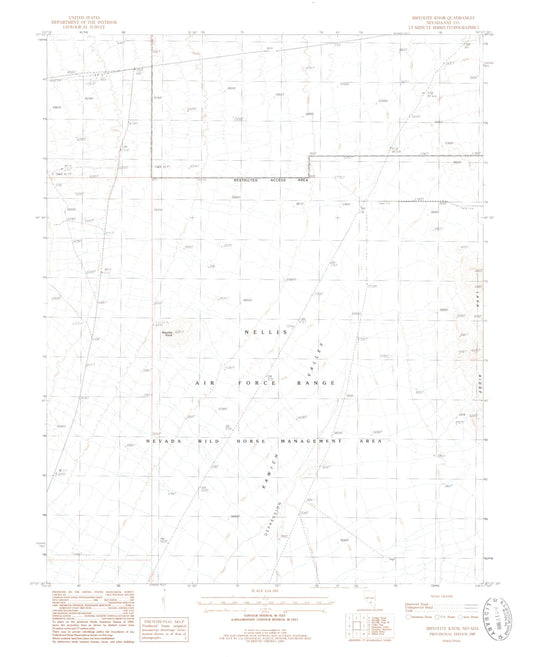 Classic USGS Rhyolite Knob Nevada 7.5'x7.5' Topo Map Image