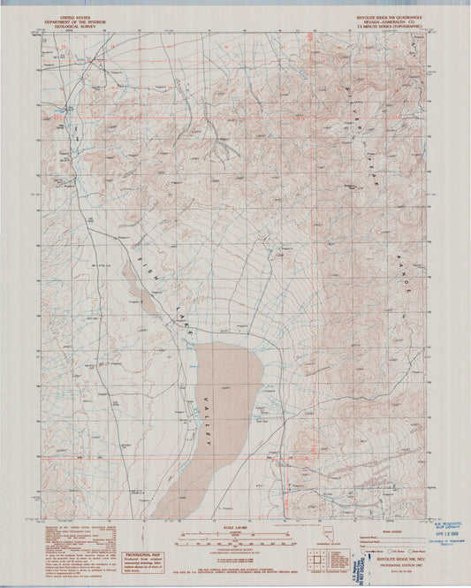 Classic USGS Rhyolite Ridge NW Nevada 7.5'x7.5' Topo Map Image