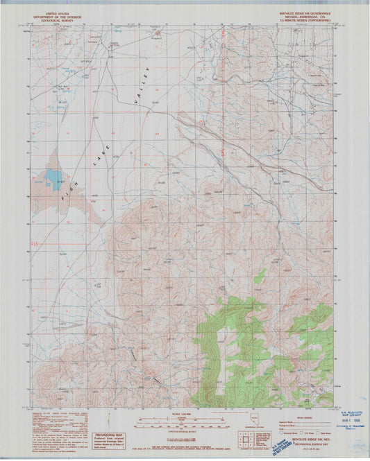 Classic USGS Rhyolite Ridge SW Nevada 7.5'x7.5' Topo Map Image