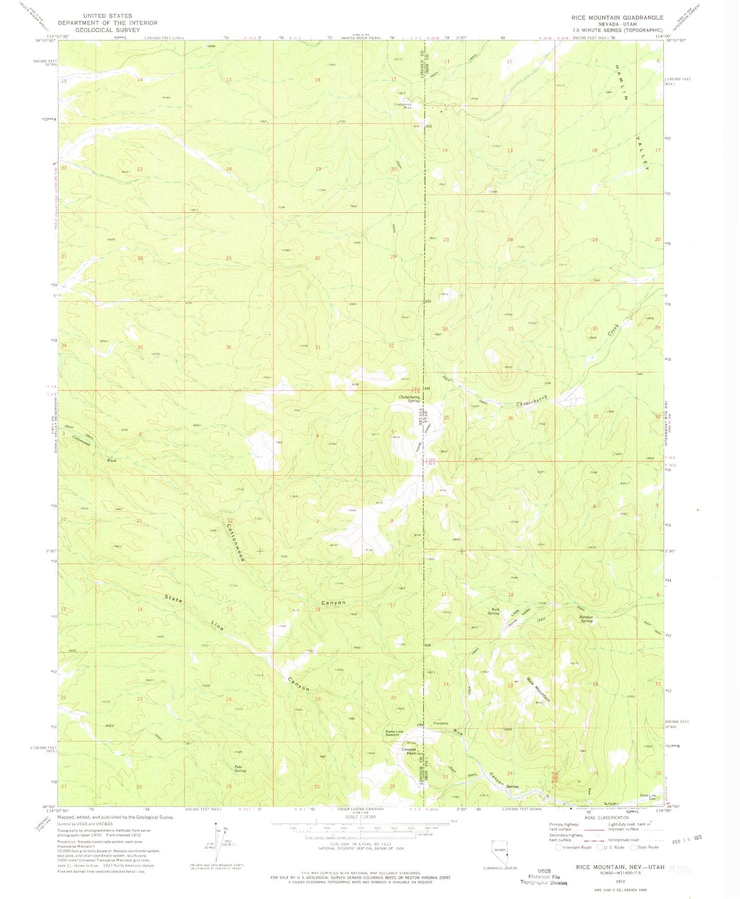 Classic USGS Rice Mountain Utah 7.5'x7.5' Topo Map Image