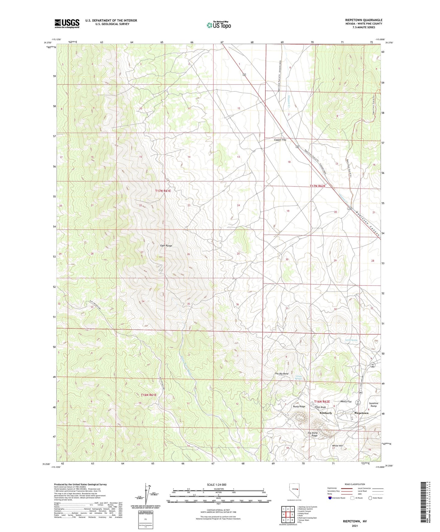 Riepetown Nevada US Topo Map Image
